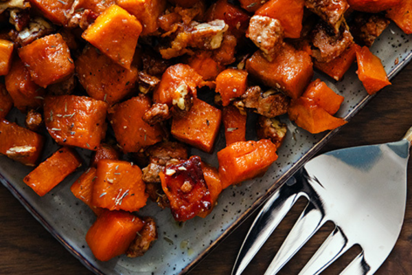 Maple Pecan Roasted Sweet Potatoes